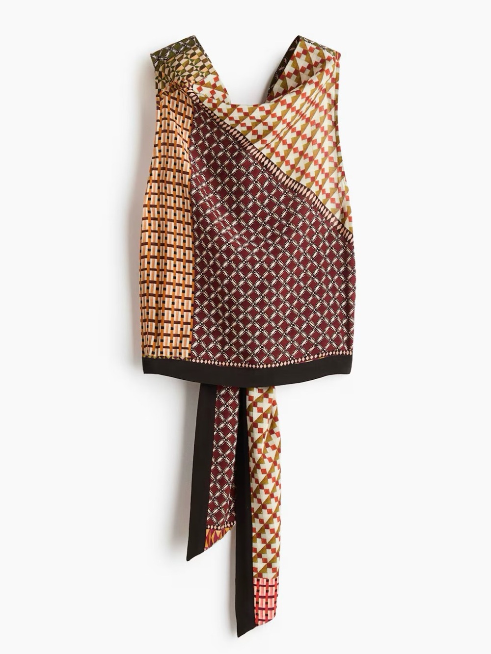 H&M Multicolor Geometric Patchwork Wrap Camisole